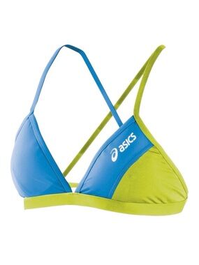 ASICS Kanani Reversible Bikini Top Atomic Blue/Lime Green Swim Top Size-M/XL NWT